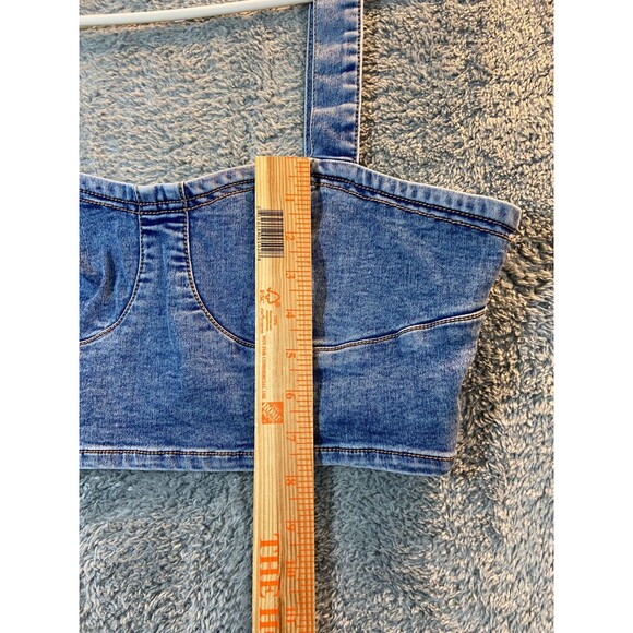 Love Trends Denim Crop Tank Top Size Medium Party Rave Concert Date - Picture 7 of 7